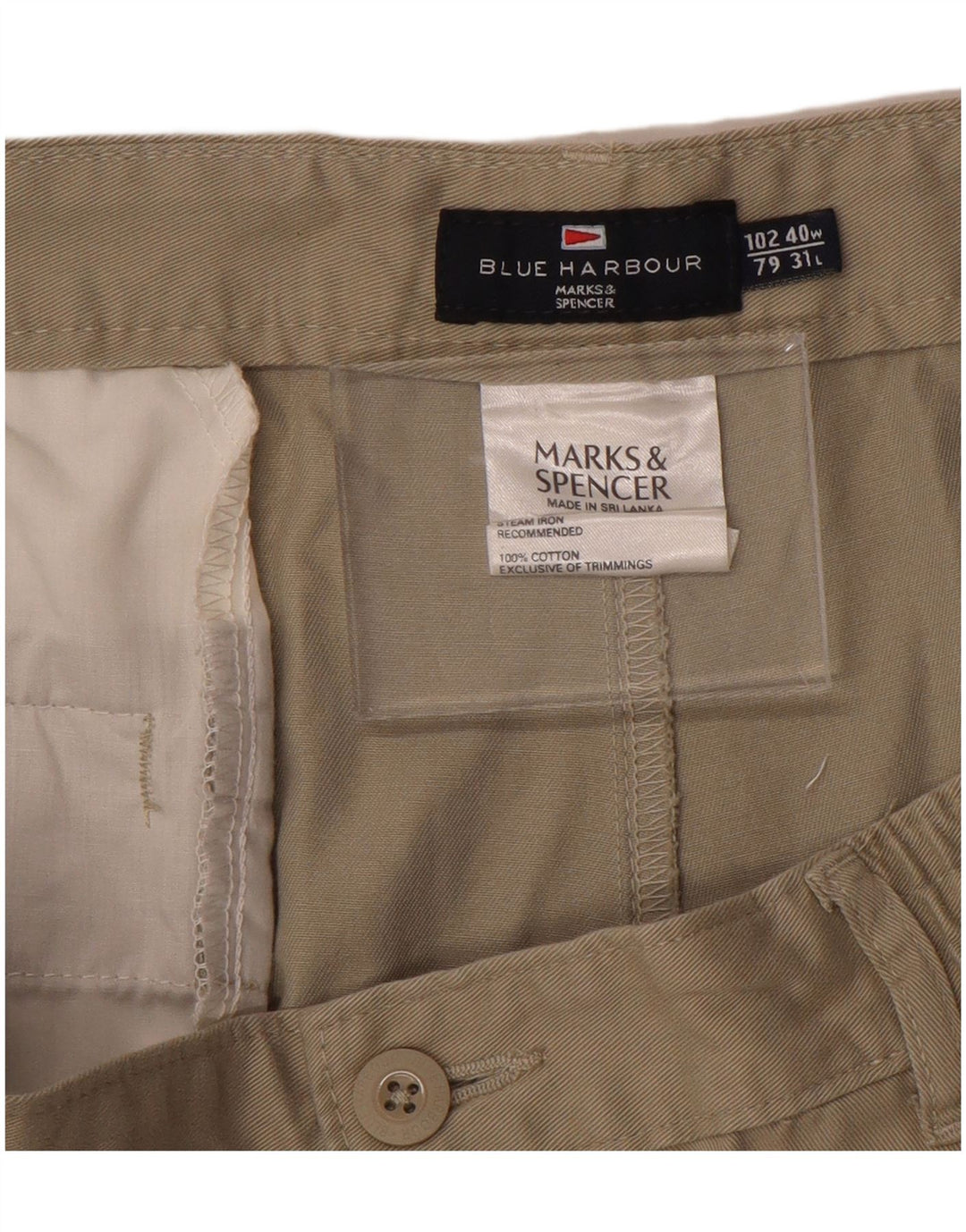 MARKS & SPENCER Pantaloni chino pentru bărbați Blue Harbour Pegged W40 L31 maro