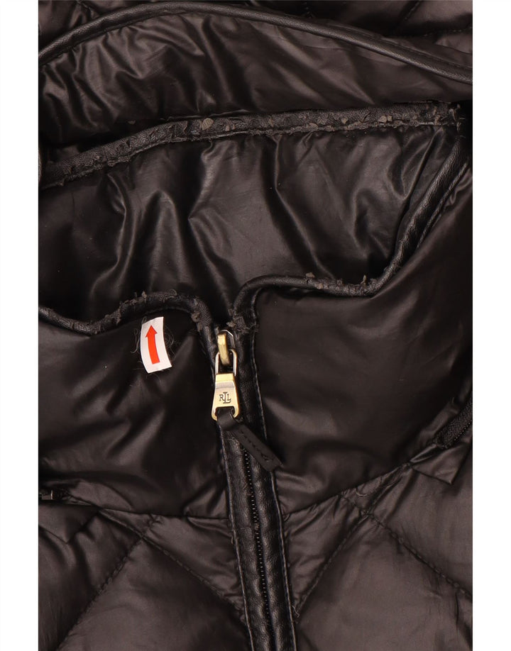 Jachetă căptușită cu glugă pentru femei Ralph Lauren UK 10 Poliester negru mic