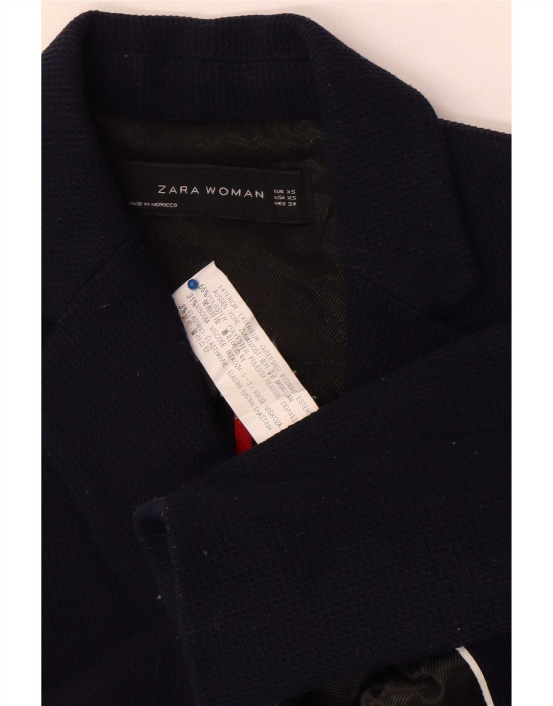 Blazer pentru femei Zara cu 1 nasture UK 6 XS Poliester bleumarin