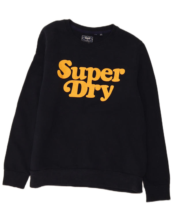 Pulover cu grafic pentru femei Superdry UK 16, mare, negru, bumbac