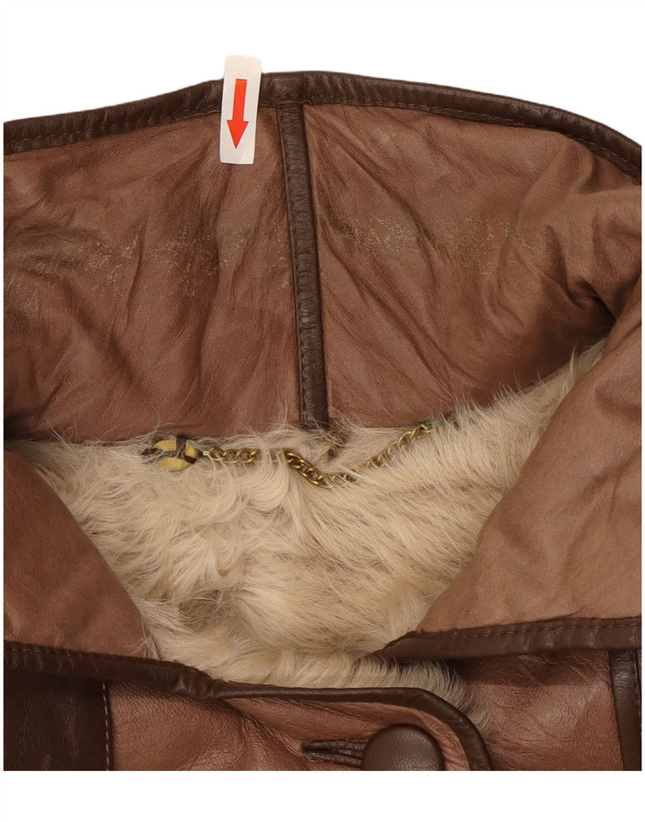 Palton din piele vintage pentru femei UK 14 maro mediu