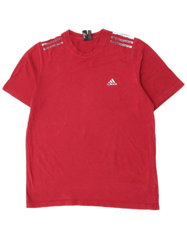 Adidas Mens T-Shirt Top Large Burgundy Cotton
