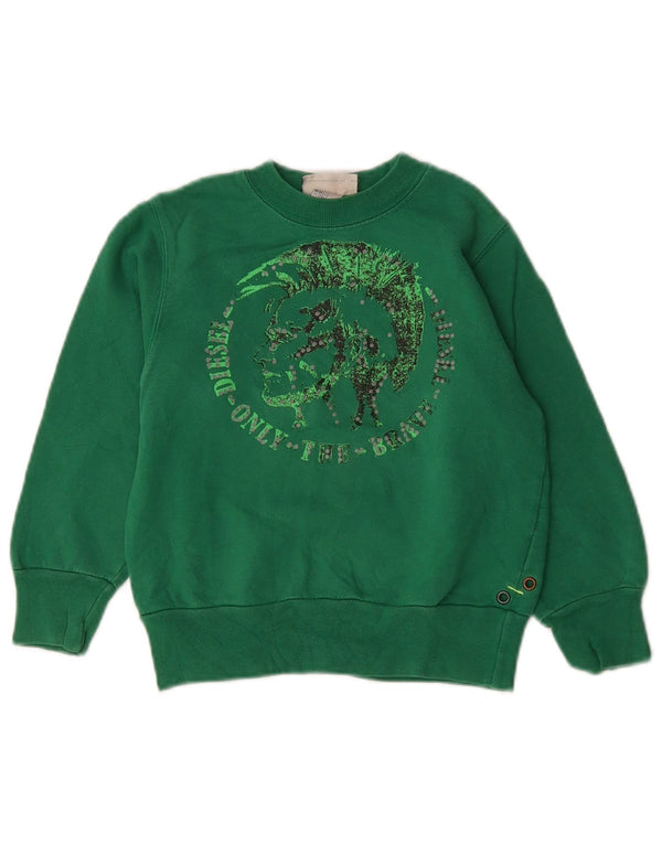 DIESEL Băieți Pulover Grafic Pulover 5-6 Ani Bumbac Verde