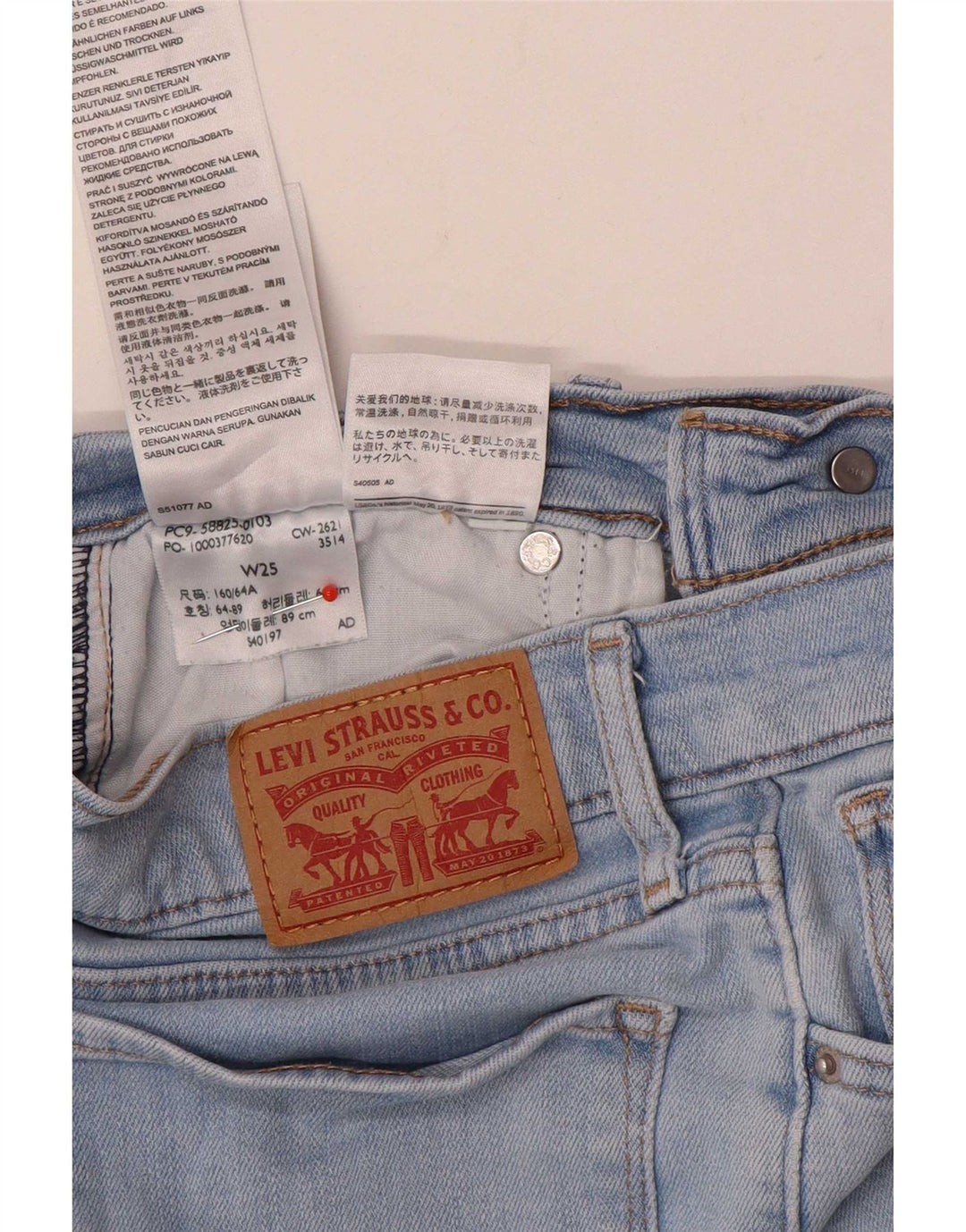 Blugi drepti pentru femei Levi's W25 L26 Bumbac albastru