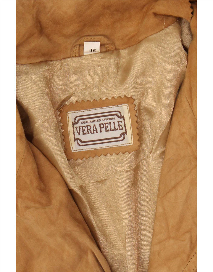 Jachetă vintage de piele intoarsa pentru femei IT 46 mare maro din piele