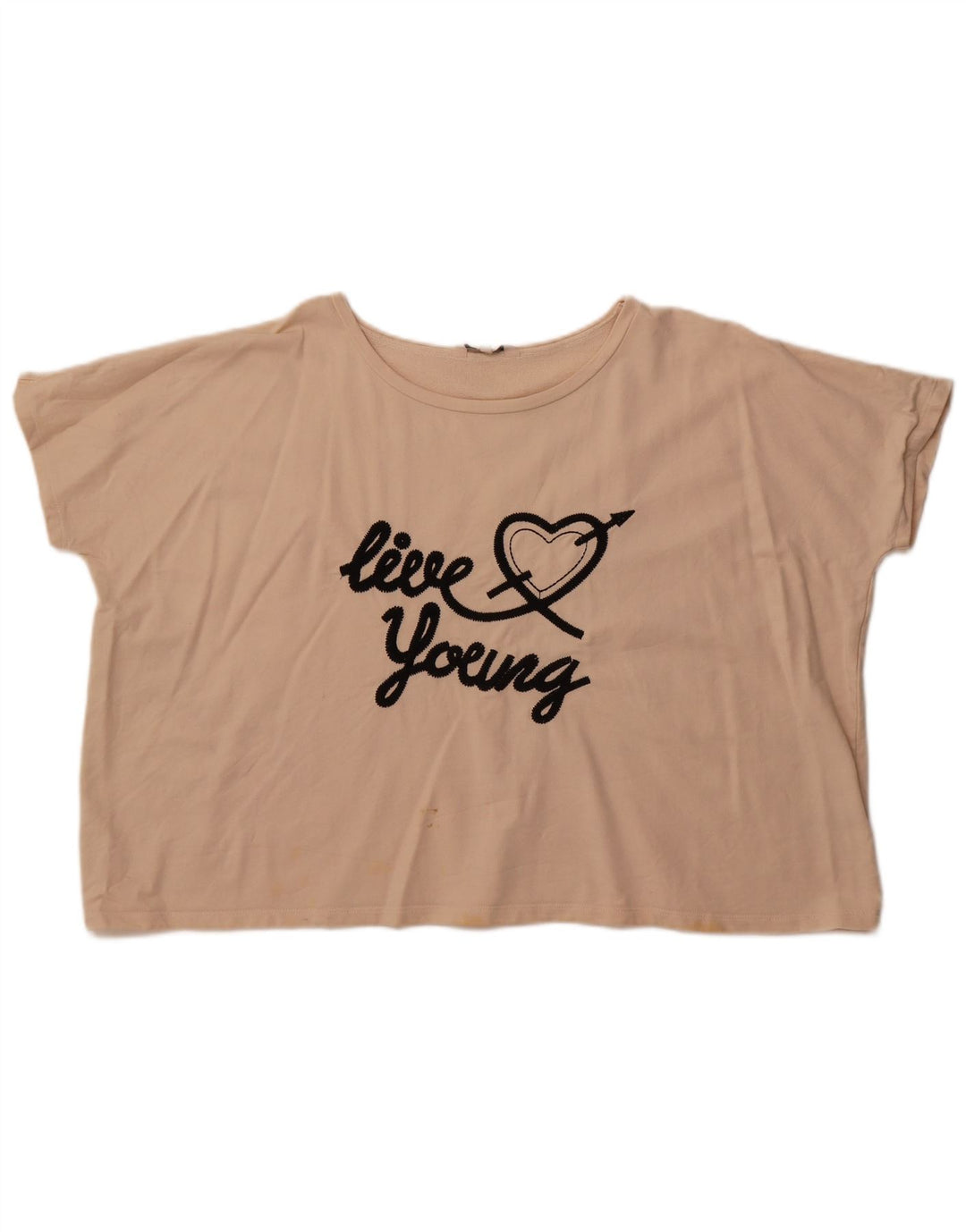 French Connection Tricou grafic Crop pentru femei Top UK 14 Medium Beige Bumbac