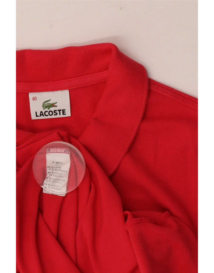 Tricou polo pentru femei Lacoste cu maneca scurta marimea 40 bumbac rosu mediu