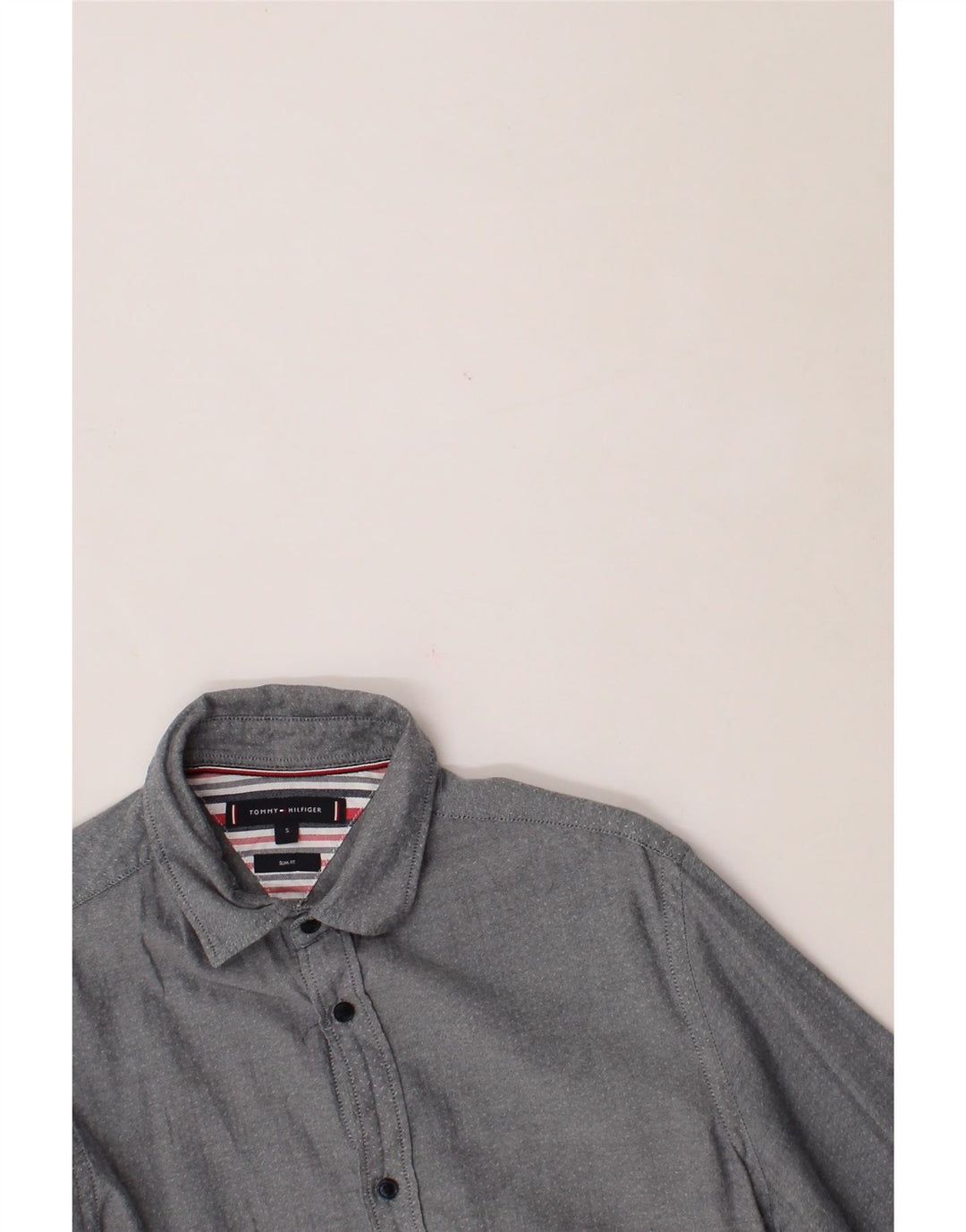 TOMMY HILFIGER Mens Slim Fit Shirt Small Grey Cotton Vintage Tommy Hilfiger and Second-Hand Tommy Hilfiger from Messina Hembry 