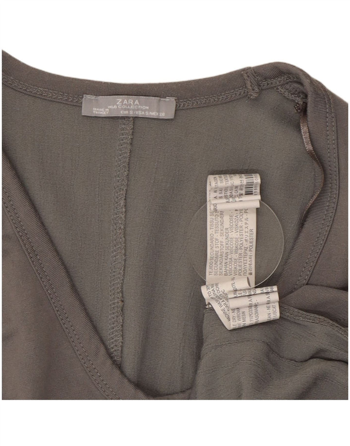 Bluză asimetrică pentru femei Zara UK 10 Small Gri Viscose