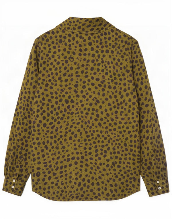 Bluză cămașă pentru femei Zara UK 12 Medium Green Animal Print Viscoză