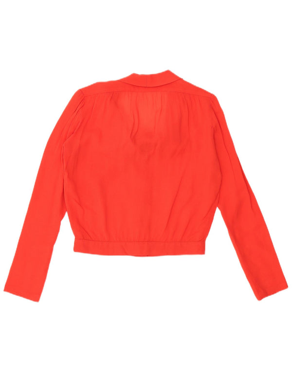 VINTAGE Bluză cămașă transparentă pentru femei cu cravată în față UK 16, roșu mare