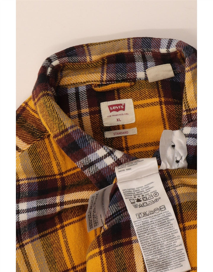 Cămașă de flanel pentru bărbați Levi's Standard Fit, XL, bumbac carouri galben