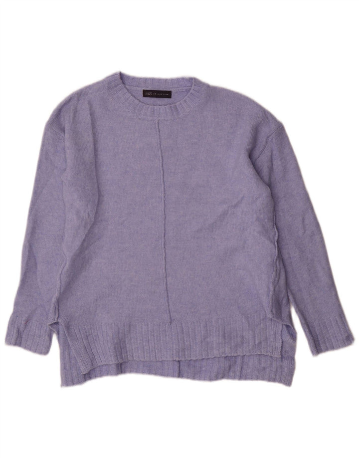 Pulover pentru femei Marks & Spencer cu decolteu triplu UK 14 Medium Blue Acrylic