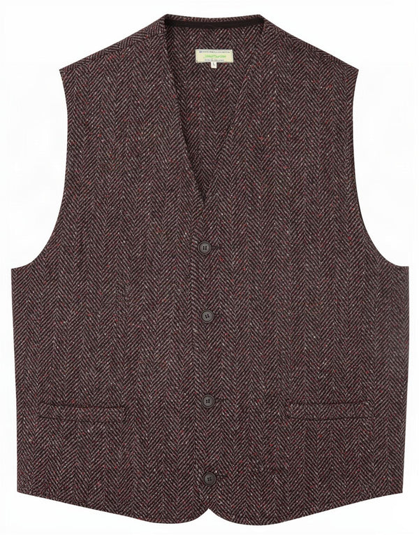 Jimmy Hourihan Mens Waistcoat Large Grey Herringbone New Wool