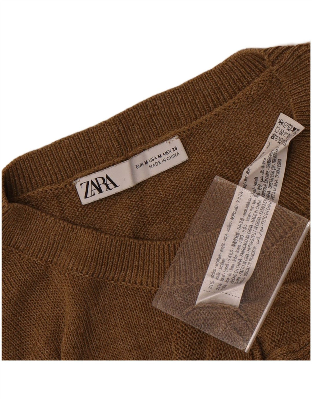 Top cu vestă pentru femei Zara UK 14 Maro Mediu Acrilic