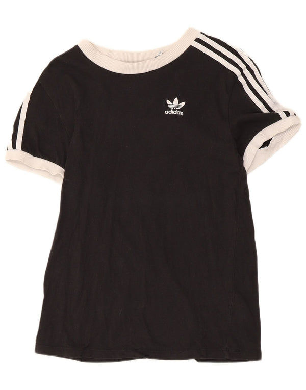 Adidas Womens T-Shirt Top UK 6 XS Black Colourblock Cotton