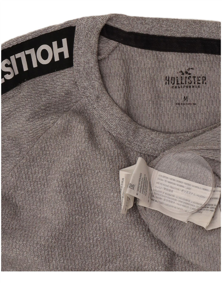 Top grafic Hollister pentru bărbați, cu mânecă lungă, gri mediu, bumbac