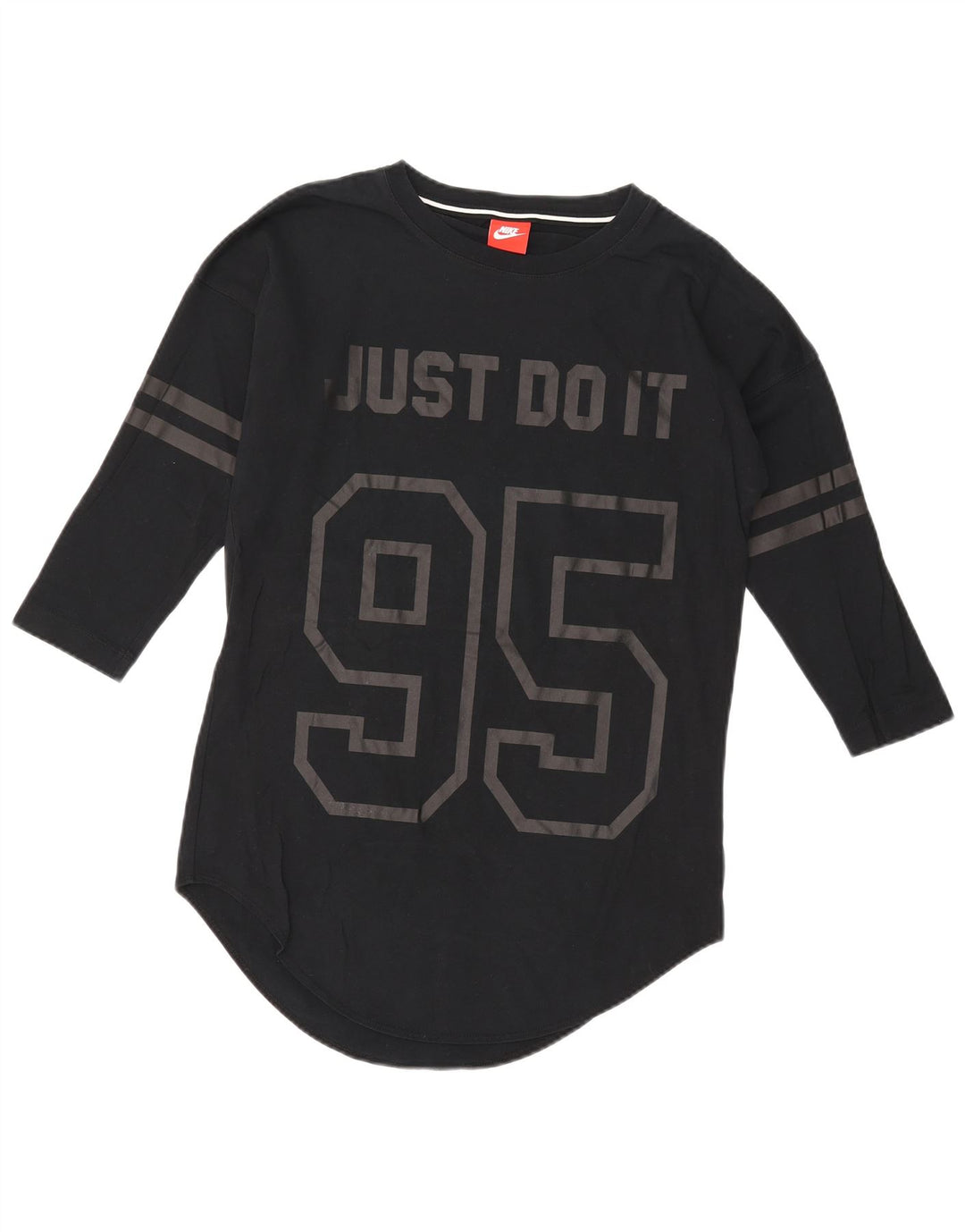 Top grafic Nike pentru bărbați, mânecă 3/4, mic, negru, bumbac