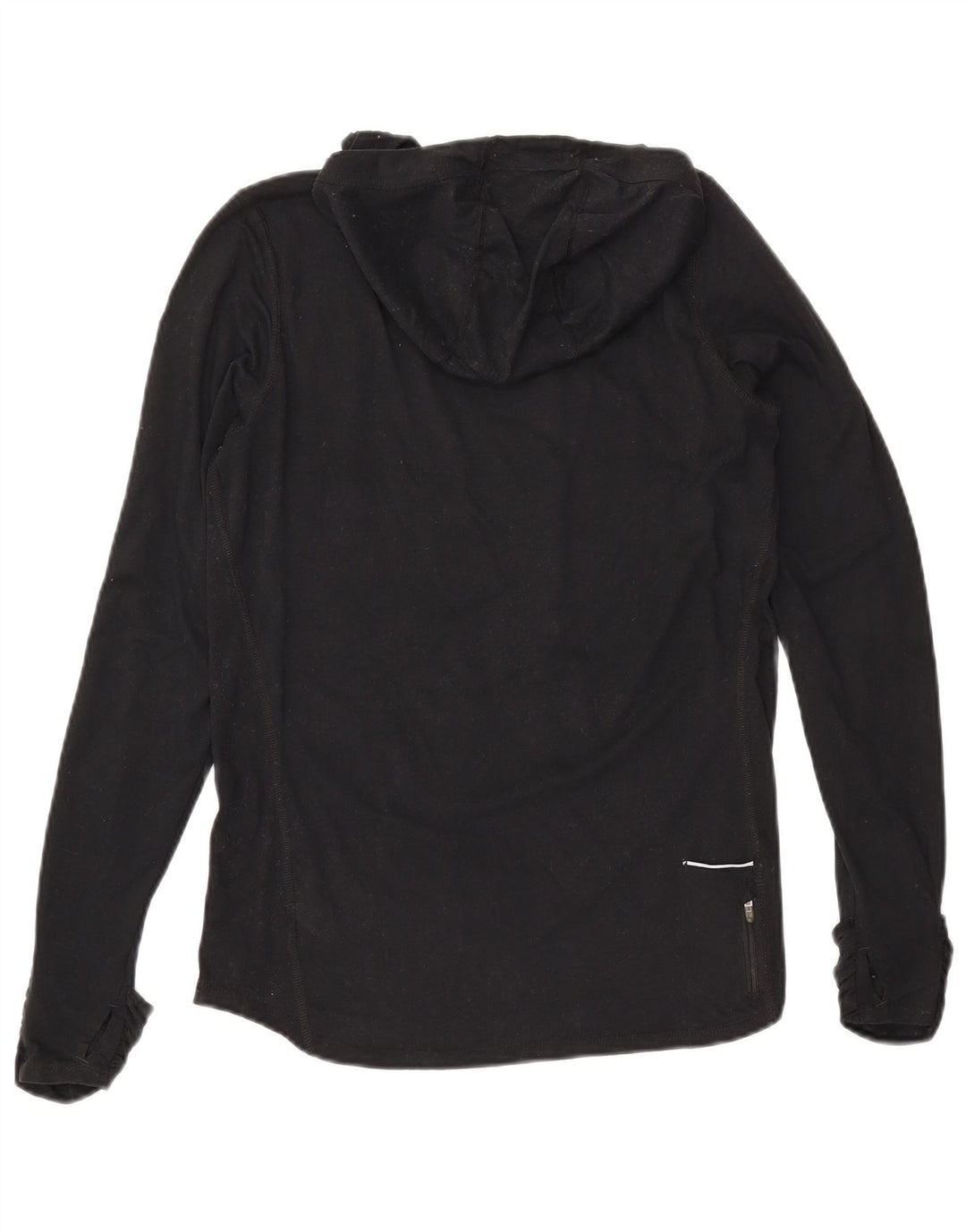 Top cu glugă NIKE Dri Fit pentru femei cu mânecă lungă UK 14 Poliester mediu negru