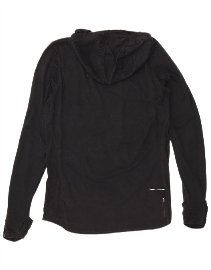 Top cu glugă NIKE Dri Fit pentru femei cu mânecă lungă UK 14 Poliester mediu negru
