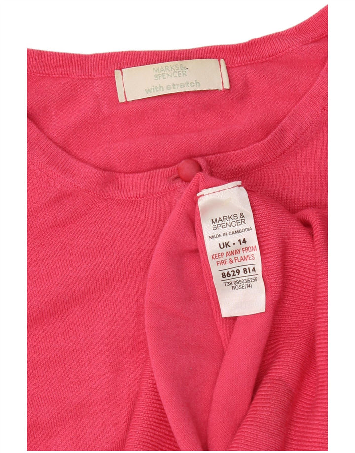 Marks & Spencer Pulover Crop Cardigan pentru Damă UK 14 Medium Pink Viscose