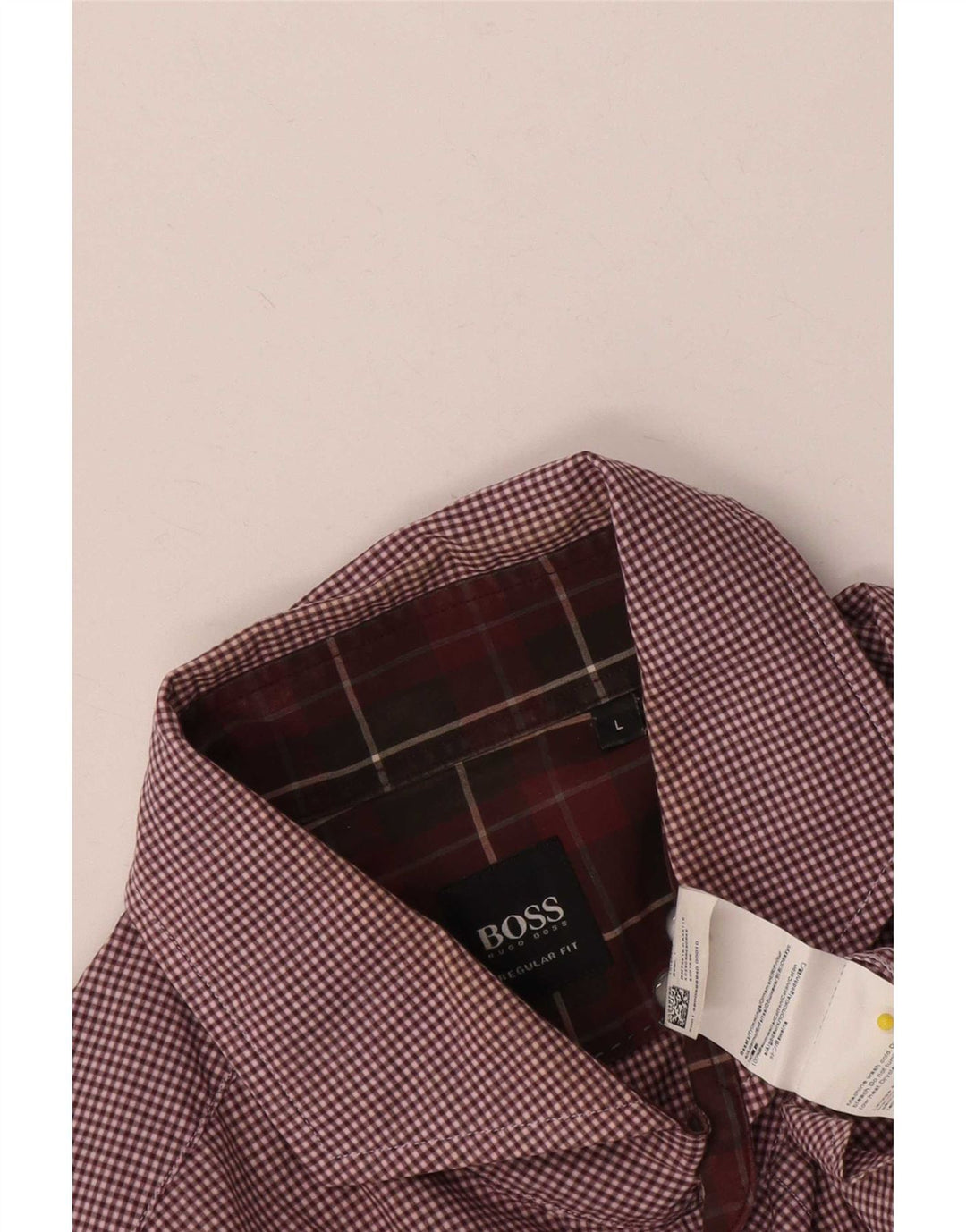 Cămașă pentru bărbați Hugo Boss Regular Fit, mare din bumbac vichy burgundy
