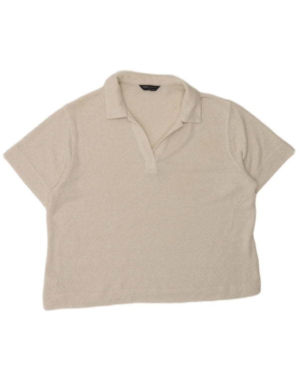 Tricou polo pentru femei Marks & Spencer UK 16 mare poliester alb