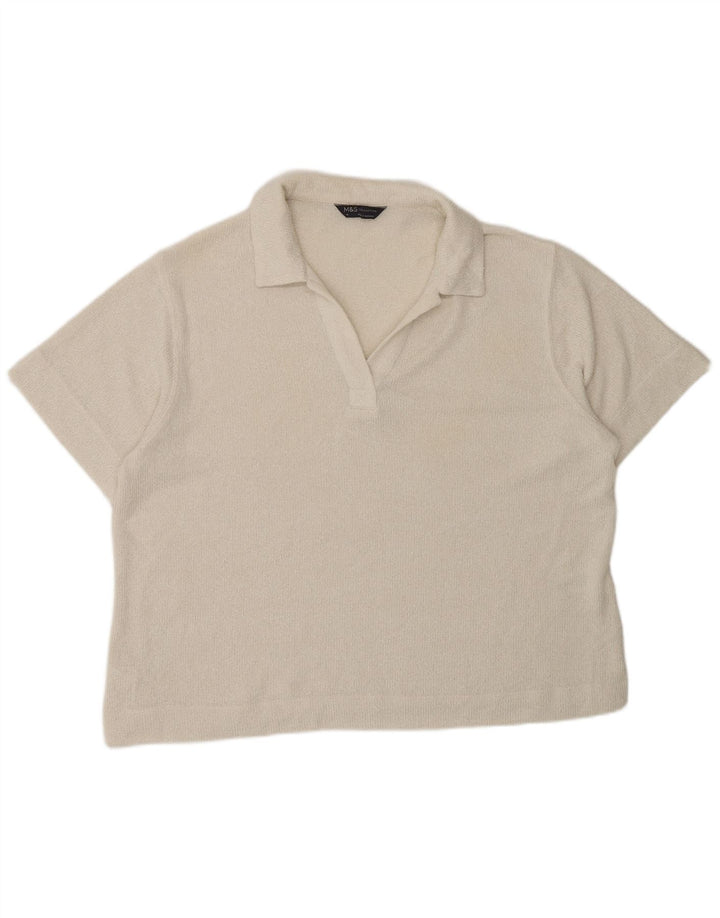 Tricou polo pentru femei Marks & Spencer UK 16 mare poliester alb