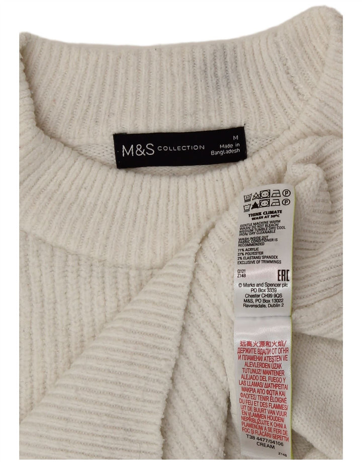 Pulover pentru femei Marks & Spencer cu decolteu triplu UK 14 Medium White Acrylic