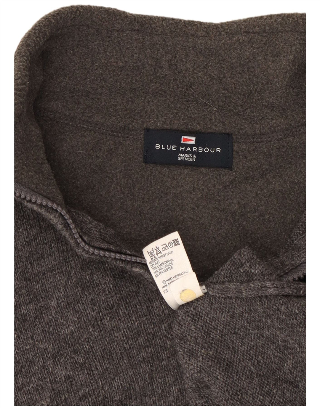 Pulover pentru bărbați Marks & Spencer, Blue Harbour, cu fermoar, cu gât, mic, gri