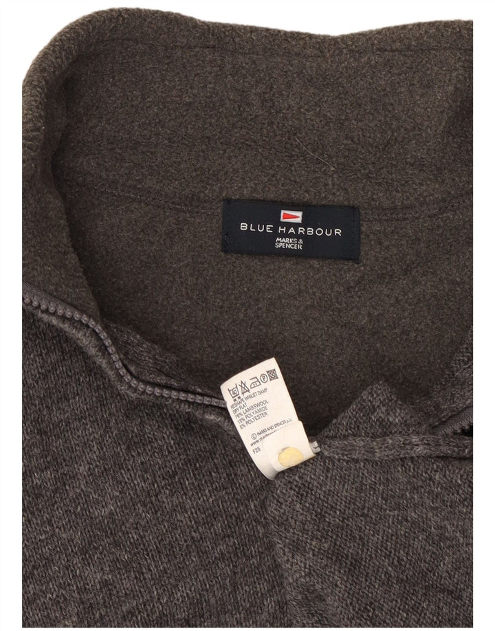 Pulover pentru bărbați Marks & Spencer, Blue Harbour, cu fermoar, cu gât, mic, gri