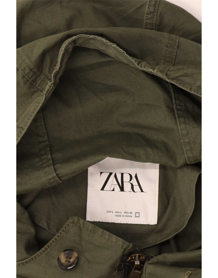 Jachetă parka cu glugă pentru bărbați Zara UK 40 mare kaki