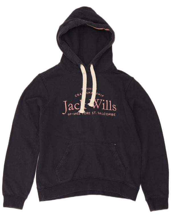 Jack Wills Pulover cu glugă cu grafic pentru femei UK 12 Medium, bleumarin, bumbac