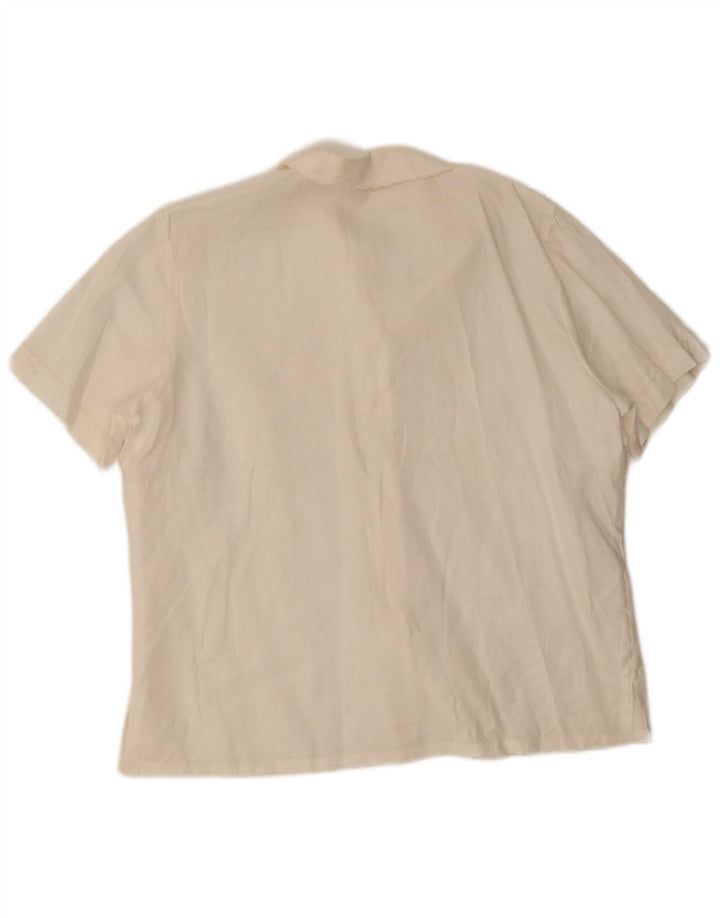 Cămașă Vintage Femei cu mânecă scurtă IT 42 Medium White In Floral