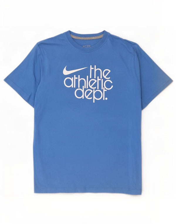 Tricou grafic Nike pentru bărbați, cu tăiere standard, top XL, bumbac, albastru