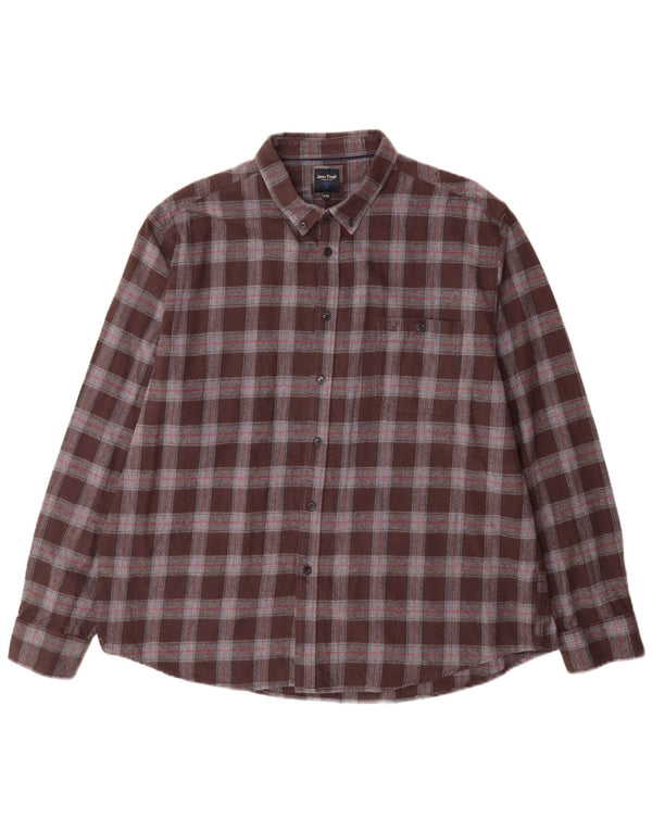 Cămașă de flanel pentru bărbați James Pringle, bumbac cu carouri maro 2XL