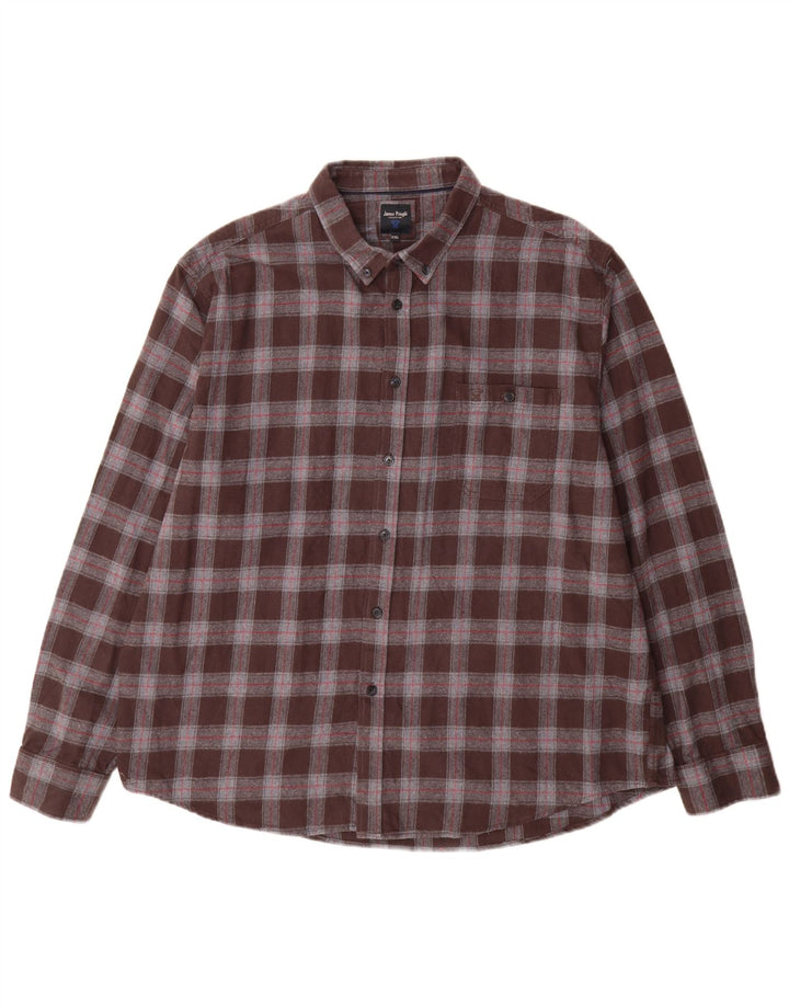 Cămașă de flanel pentru bărbați James Pringle, bumbac cu carouri maro 2XL