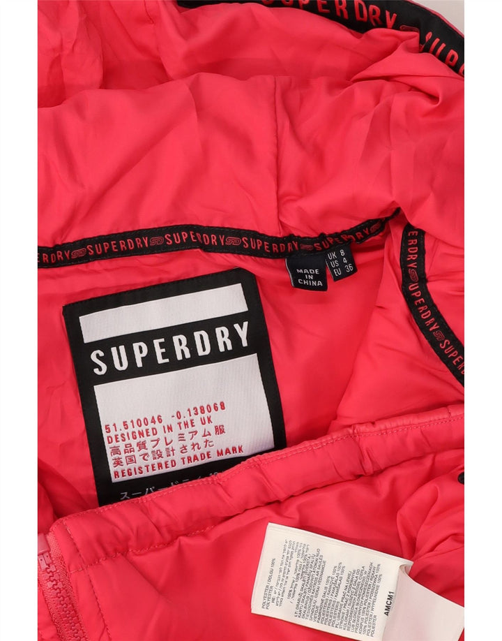 Jachetă căptușită cu glugă Superdry pentru femei UK 8 mic roz poliester cu pături
