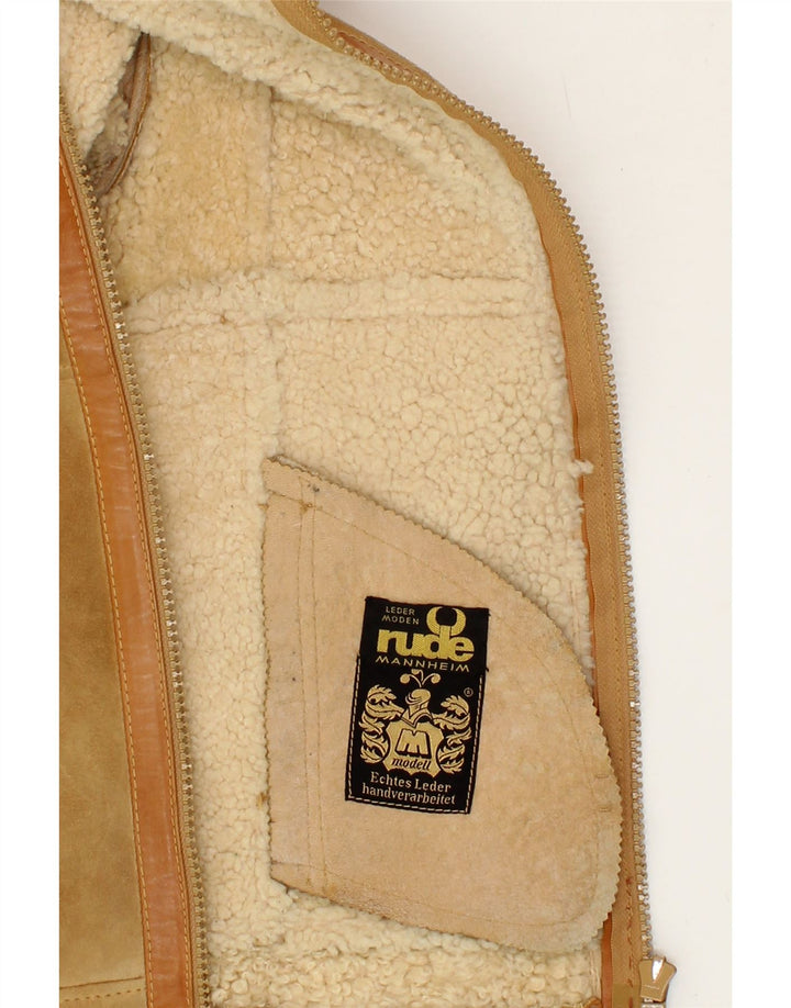 Jachetă din shearling pentru bărbați VINTAGE UK 36 Small Beige Shearling
