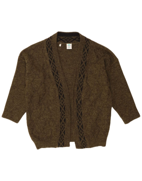Pulover Vintage cardigan deschis pentru femei UK 16 Large Kaki Geometric
