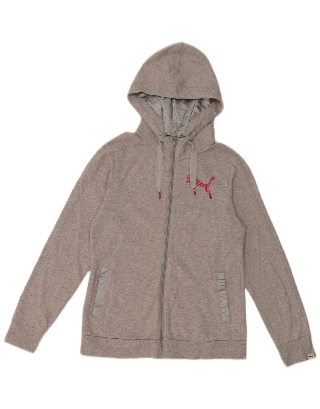 Pulover Puma pentru femei, cu fermoar, UK 12, bumbac gri mediu