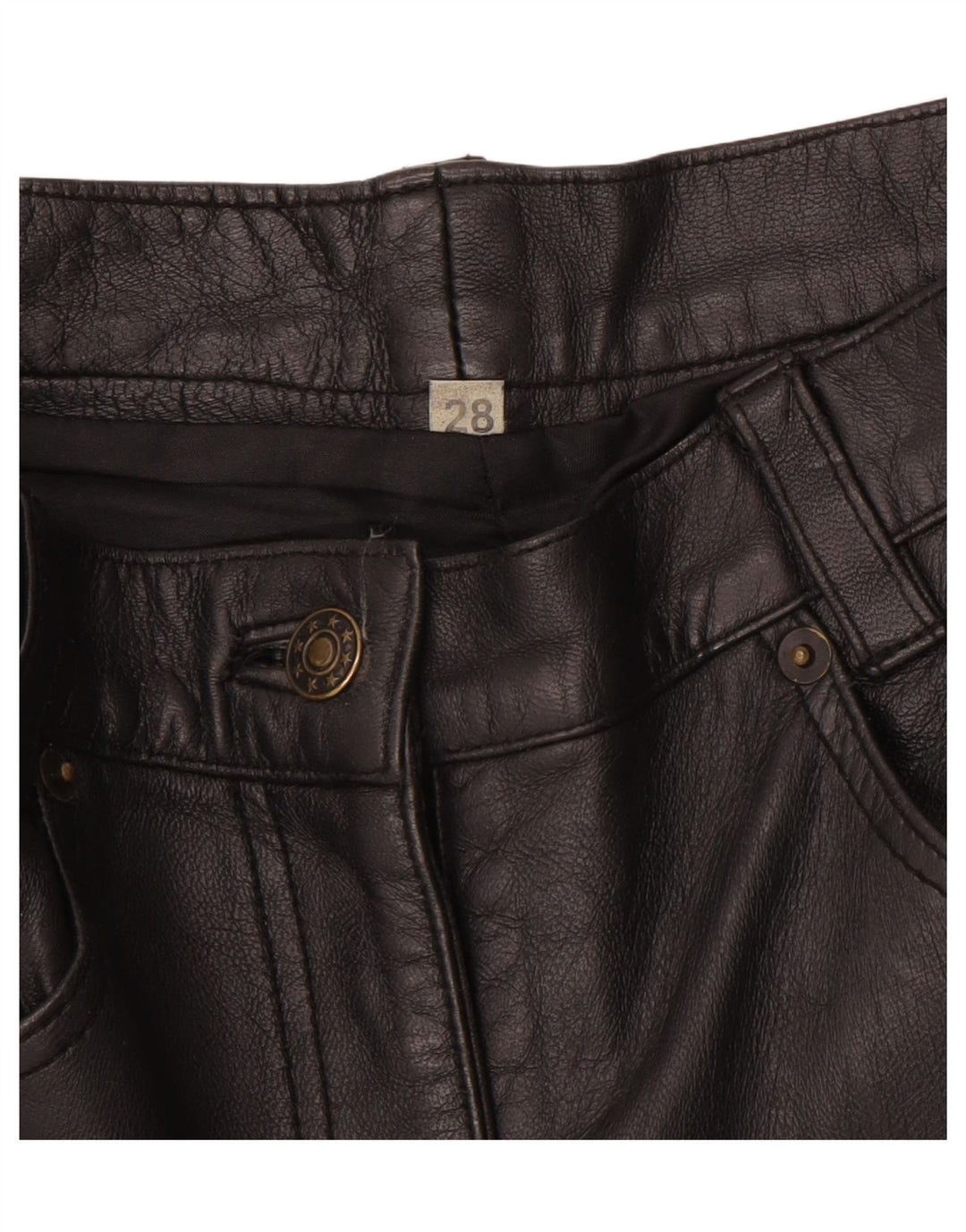 Pantaloni subțiri din piele pentru femei VINTAGE W28 L30 negru