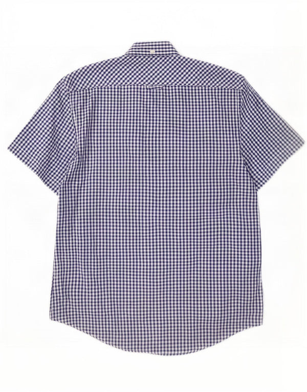 Cămașă cu mânecă scurtă pentru bărbați Ben Sherman, din bumbac vichy albastru bleumarin mediu