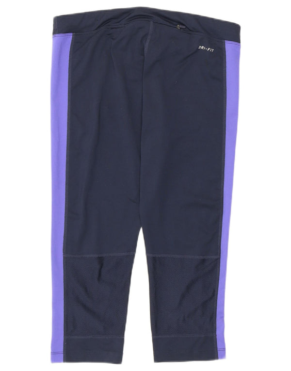 Leggings capri Nike Dri Fit pentru femei UK 12 Medium Bleumarin Colorblock