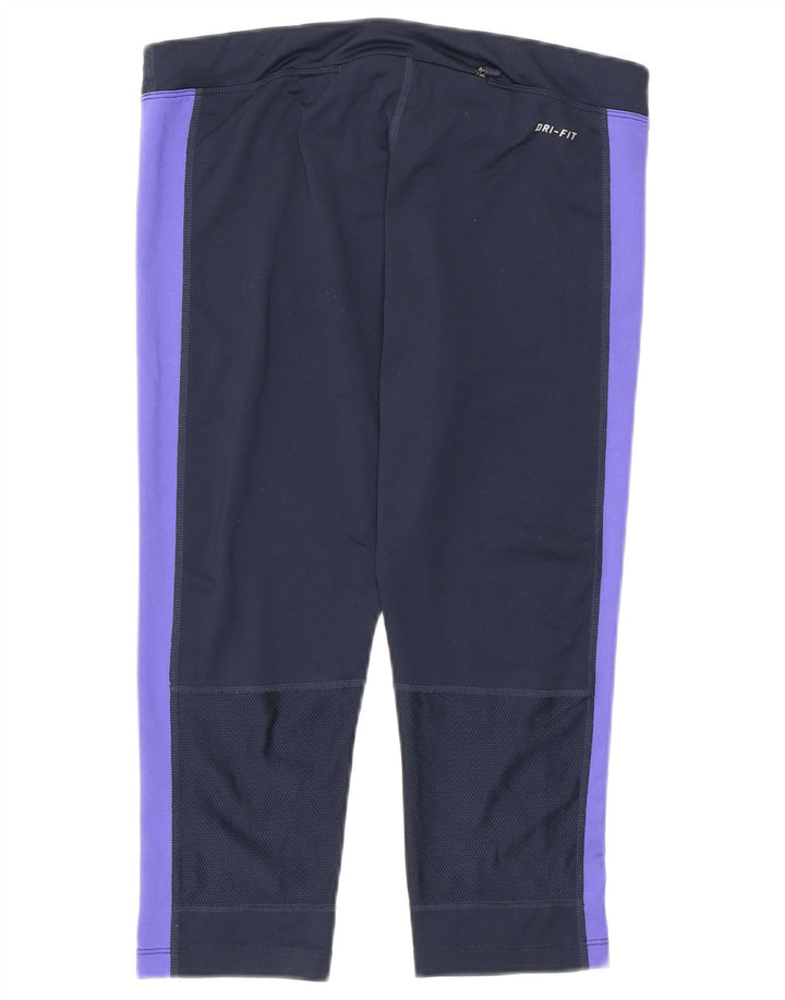 Leggings capri Nike Dri Fit pentru femei UK 12 Medium Bleumarin Colorblock