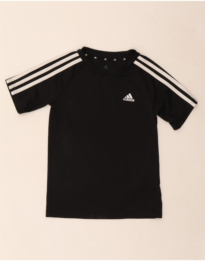 ADIDAS Boys Aeroready T-Shirt Top 7-8 Years Black Polyester