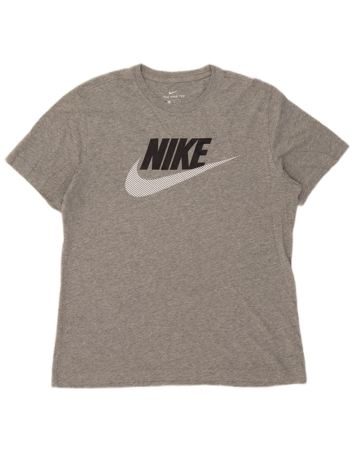 Tricou grafic Nike pentru bărbați Top din bumbac gri mediu