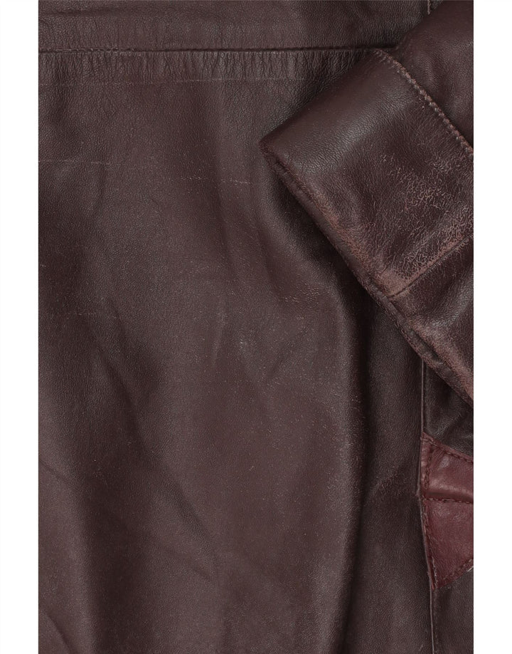PICCINI Womens Leather Coat UK 14 Medium Burgundy Vintage Piccini and Second-Hand Piccini from Messina Hembry 