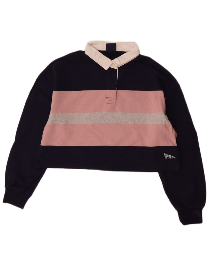 SUPERDRY Tricou Polo Oversized Crop Rugby UK 12 Medium Bleumarin