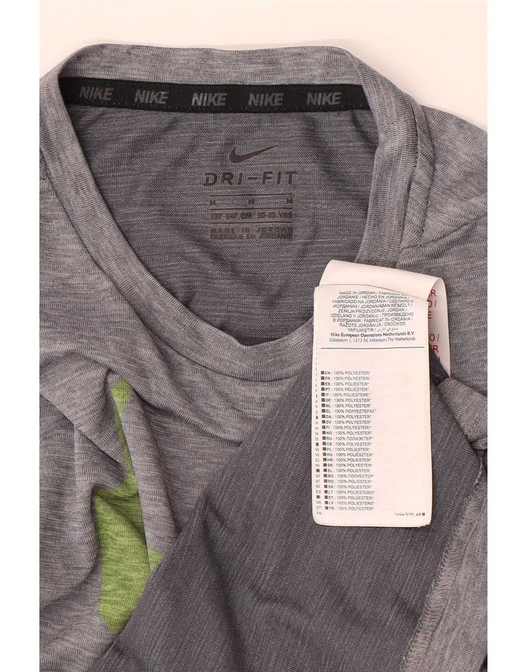 Tricou grafic Nike Dri Fit pentru băieți Top 10-11 ani Poliester gri mediu